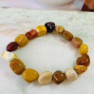 Natural Mookaite Jasper Grounding Tumbled Stone Stretch Bracelet